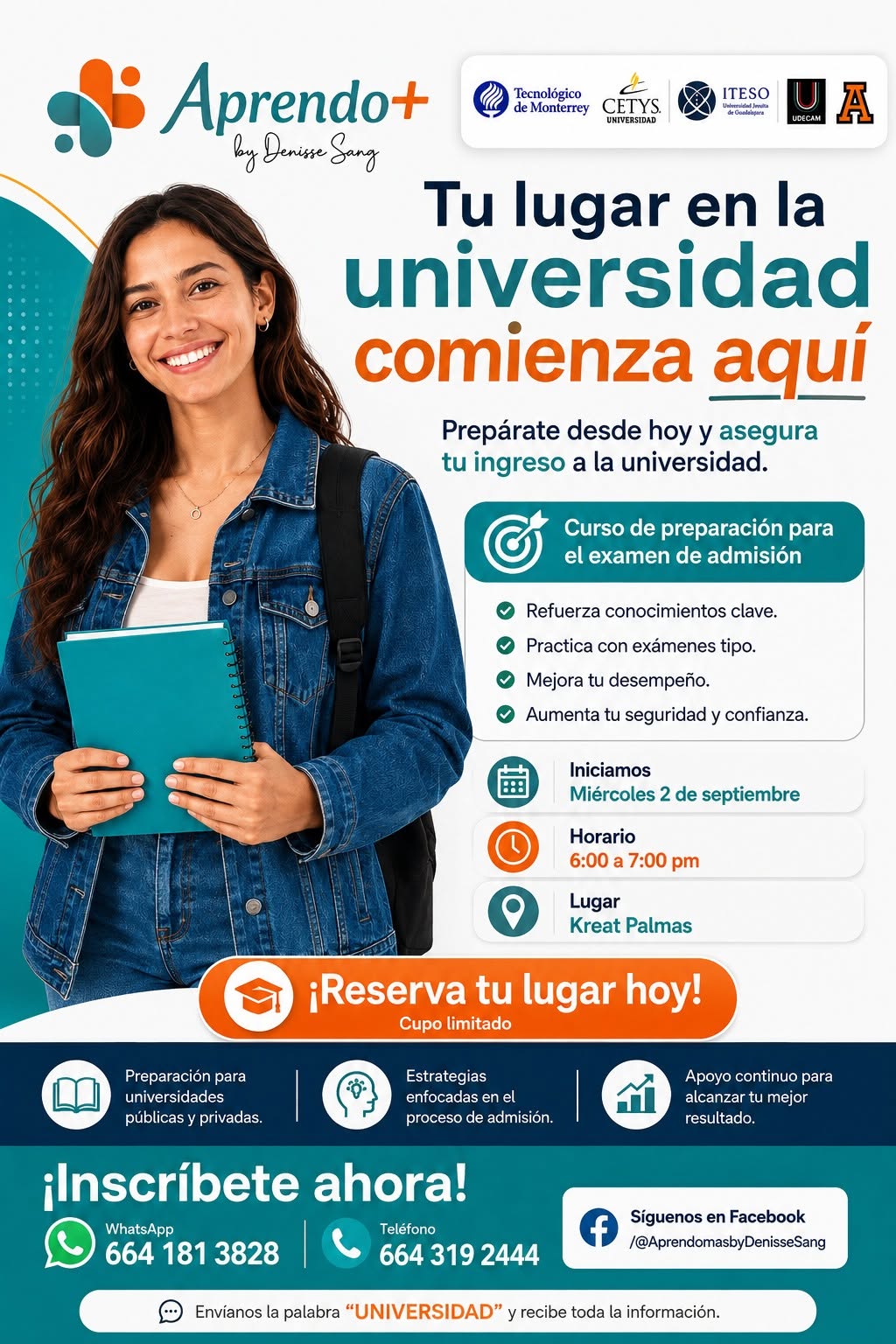 Promoción de preparación para examen de admisión a universidad de Aprendo+